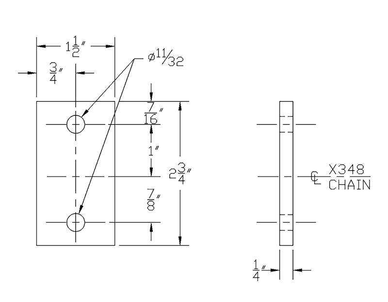 3-inch D trolley attachment for overhead conveyor systems, used as a spacer between loads or trolleys