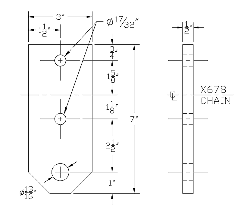 6-inch C-style pendant trolley attachment drawing