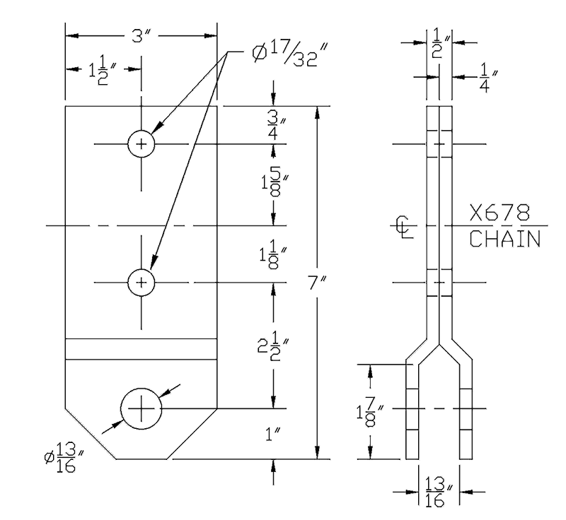 6-inch overhead trolley H attachment drawing